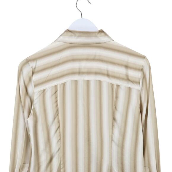 Madewell Slim Button Up Shirt 100% Silk Faded Khaki Stripe Size 4 NWT with Flaw - Picture 8 of 11